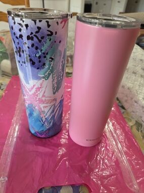 Ice Shaker Set Of Two Stainless Steel Tumblers with Straw - Insulated Travel Cup